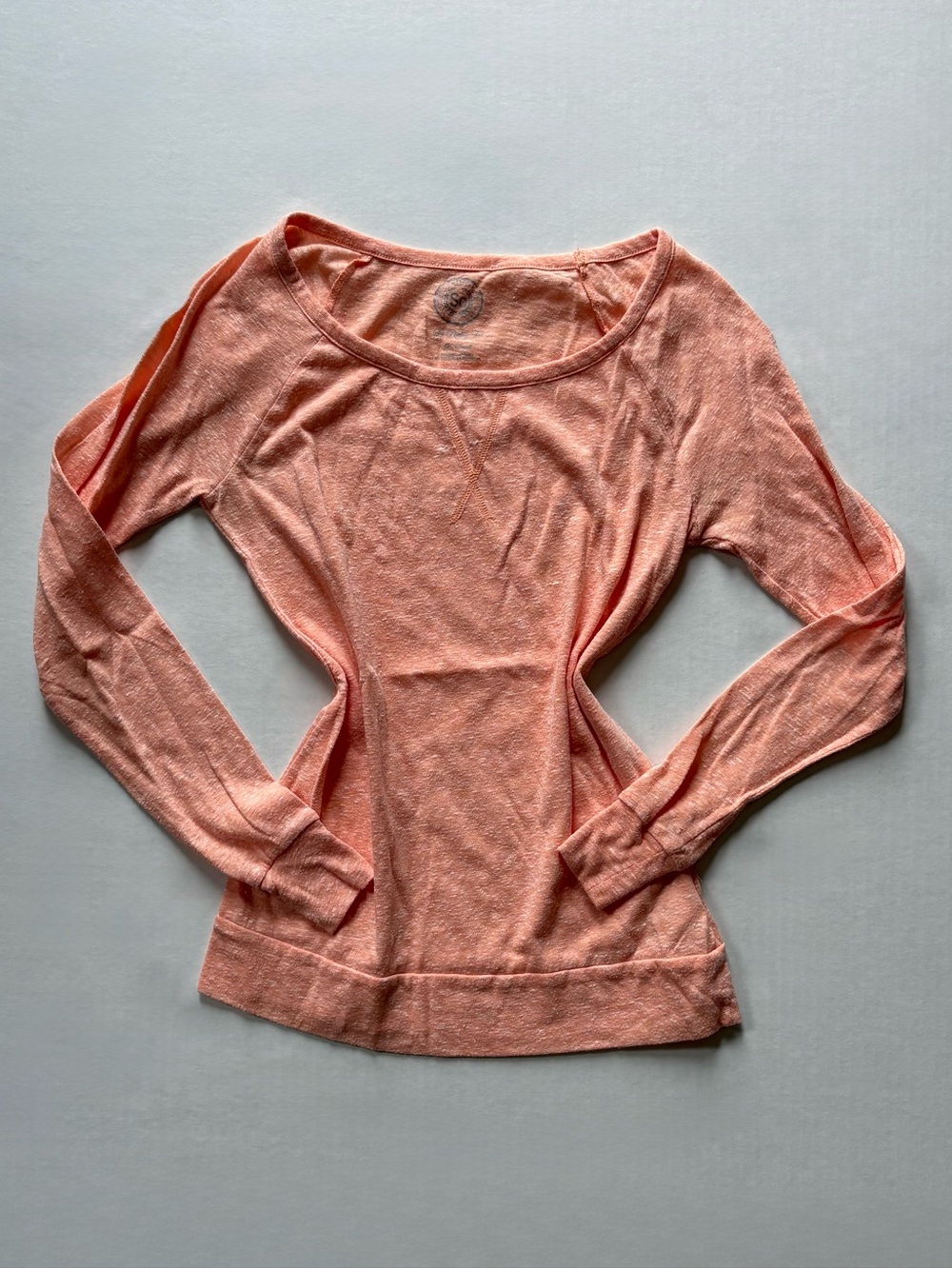 SO Peach Long Raglan Sleeve T-Shirt Size XS Crew Neck Pullover